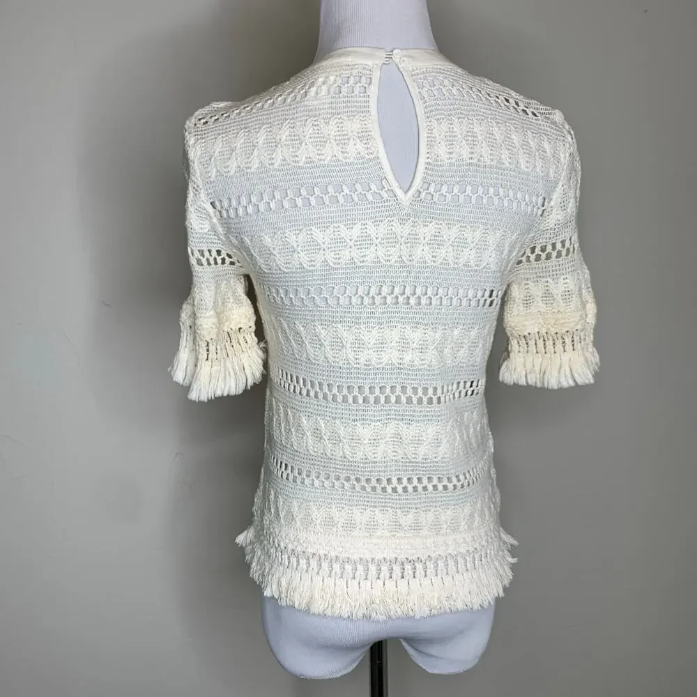 H&M Ivory Lace Blouse Popover Sz 4 100% cotton Boho